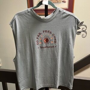 NWT Smart-wool Women's Muscle Tee - Light Blue Gray Size Medium #MO202